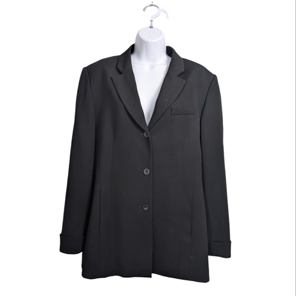 Talbots Jackets & Blazers - Talbots Pure Wool Black Button Long Suits Jacket Coat Collared Blazer Pockets 14